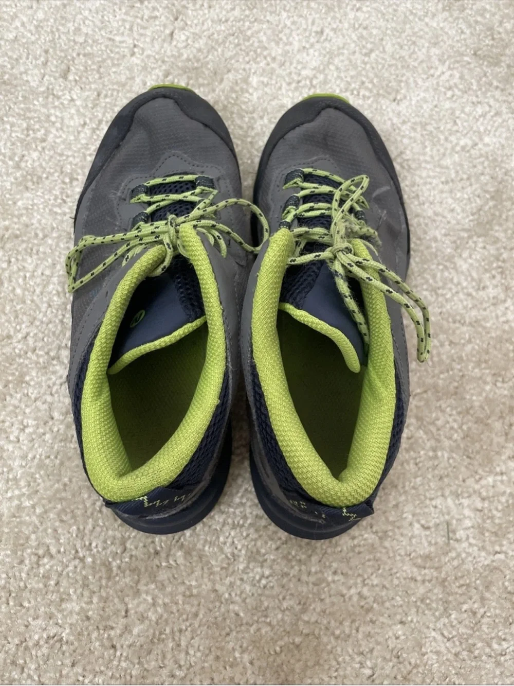 Merrell MOAB SPEED Mid Navy Gray Lime Hiking Sneakers Big Kids Boys 5W Wide